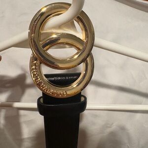 Vince Camuto Black Belt with Gold Rings